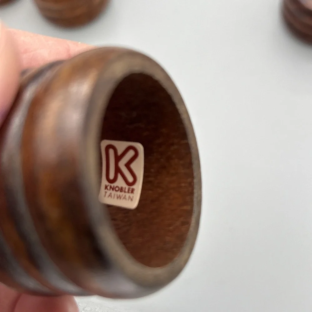 MCM Knobler Wooden Napkin Rings - Set of 10 - Wood Napkin Holders Vintage 1.25
